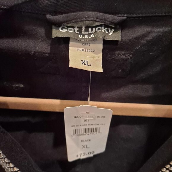 NEW Get Lucky‎ Black Blazer with Rhinestone Accents Size XL - Picture 4 of 6